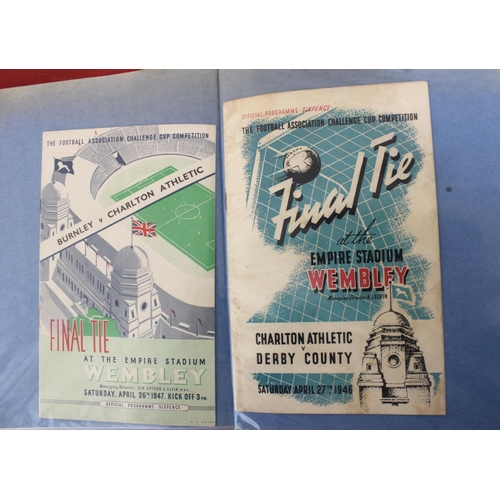 253 - FA Cup Final Football Programmes 1946 to 1964 - Some Ticket Stubs included - Kept in Hardback Folder