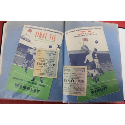 253 - FA Cup Final Football Programmes 1946 to 1964 - Some Ticket Stubs included - Kept in Hardback Folder