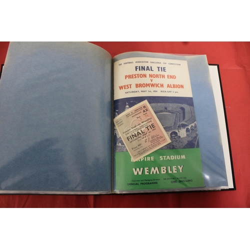 253 - FA Cup Final Football Programmes 1946 to 1964 - Some Ticket Stubs included - Kept in Hardback Folder