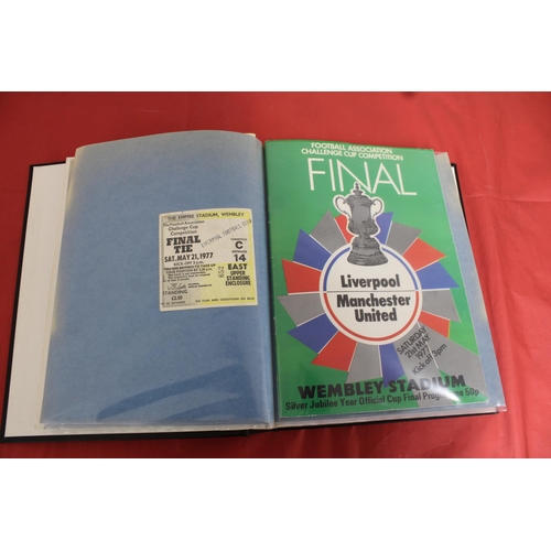 254 - FA Cup Final Football Programmes 1965 to 1979 - Some Ticket Stubs included - Kept in Hardback Folder