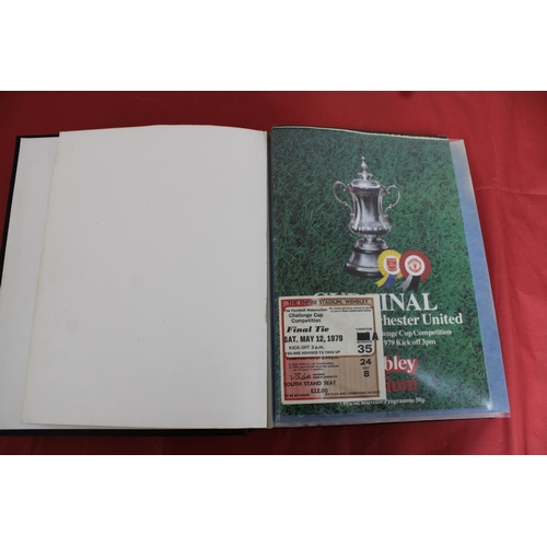 254 - FA Cup Final Football Programmes 1965 to 1979 - Some Ticket Stubs included - Kept in Hardback Folder