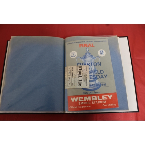 254 - FA Cup Final Football Programmes 1965 to 1979 - Some Ticket Stubs included - Kept in Hardback Folder