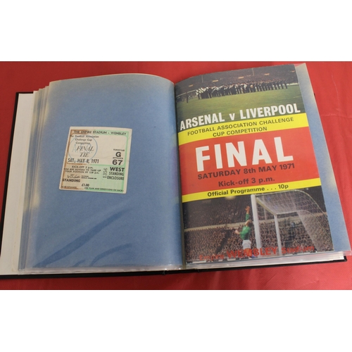 254 - FA Cup Final Football Programmes 1965 to 1979 - Some Ticket Stubs included - Kept in Hardback Folder