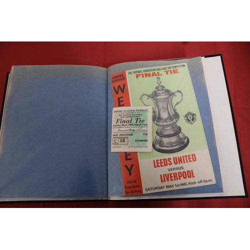 254 - FA Cup Final Football Programmes 1965 to 1979 - Some Ticket Stubs included - Kept in Hardback Folder