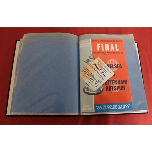 254 - FA Cup Final Football Programmes 1965 to 1979 - Some Ticket Stubs included - Kept in Hardback Folder