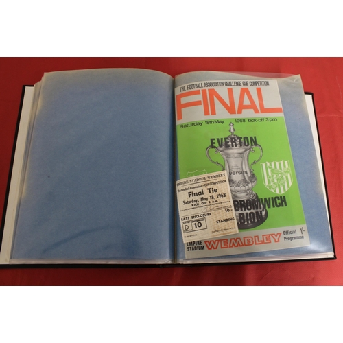 254 - FA Cup Final Football Programmes 1965 to 1979 - Some Ticket Stubs included - Kept in Hardback Folder