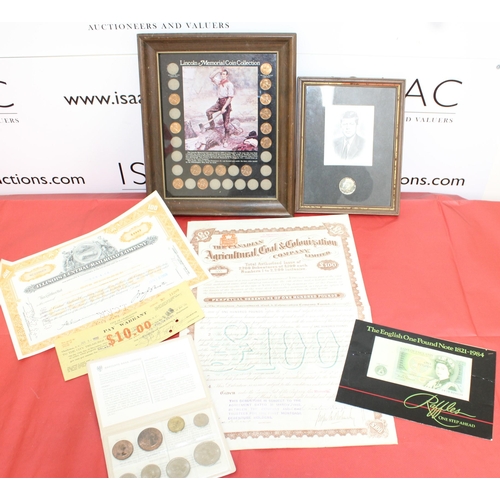 345 - Collectable BankNotes, Share Certificates and US Coinage