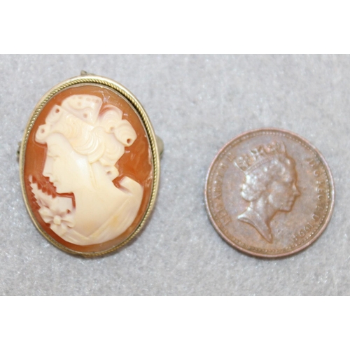 509 - Stamped 925 Silver Cameo Pin Brooch/Pendant