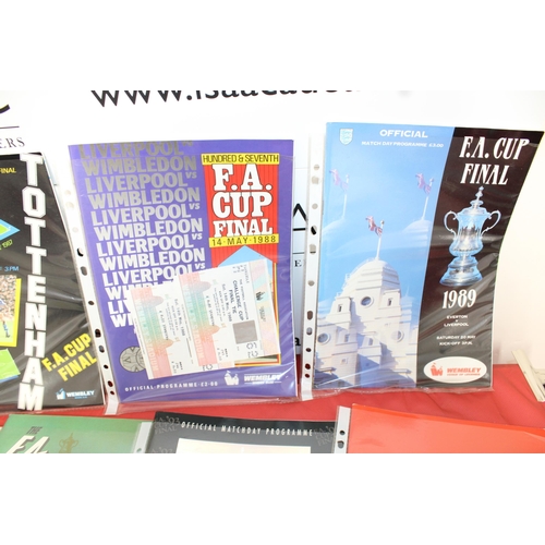 267 - FA Cup Final Programmes Including Replays from 1985 to 1995 - Some Ticket stubs Included