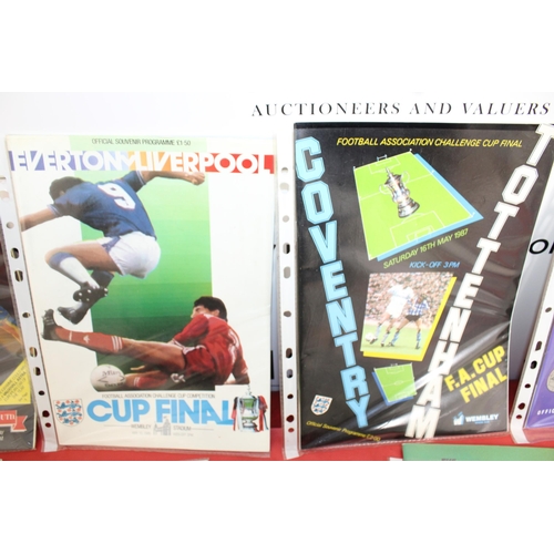 267 - FA Cup Final Programmes Including Replays from 1985 to 1995 - Some Ticket stubs Included