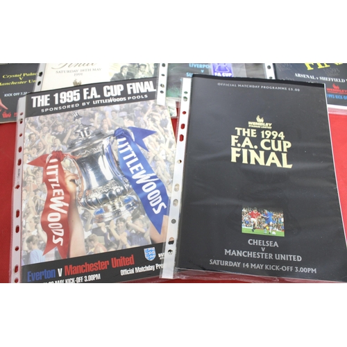 267 - FA Cup Final Programmes Including Replays from 1985 to 1995 - Some Ticket stubs Included