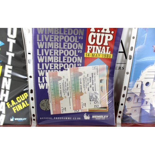 267 - FA Cup Final Programmes Including Replays from 1985 to 1995 - Some Ticket stubs Included