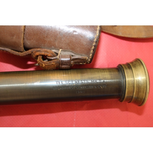 595 - Telescope In Leather Case- Dated  1940 Broadhurst Clarkson + Co Ltd