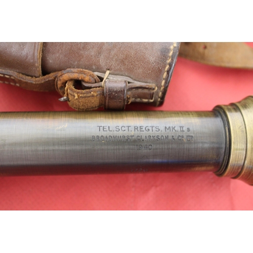 595 - Telescope In Leather Case- Dated  1940 Broadhurst Clarkson + Co Ltd