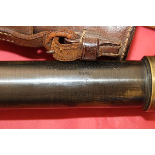 595 - Telescope In Leather Case- Dated  1940 Broadhurst Clarkson + Co Ltd