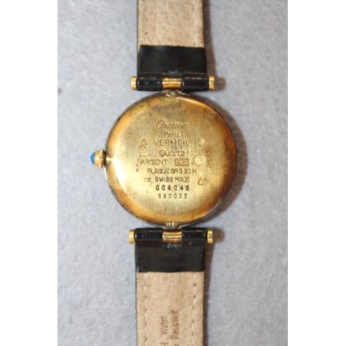 565 - Cartier Vermeil 1800 Gold Plated Watch Serial Number 590003