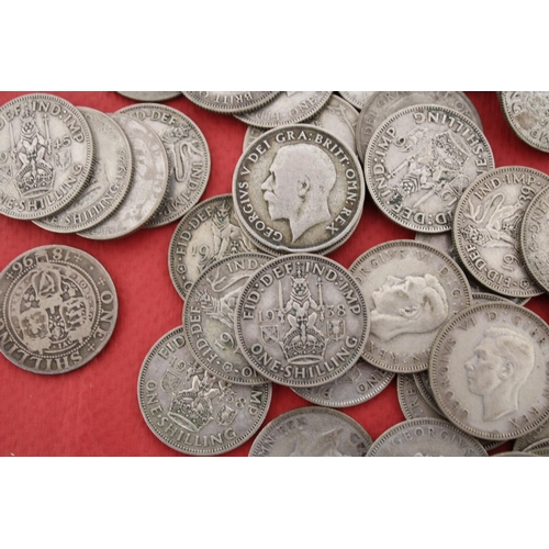 347 - Quantity Of One Shillings Total Weight-820g - 50% Silver Content