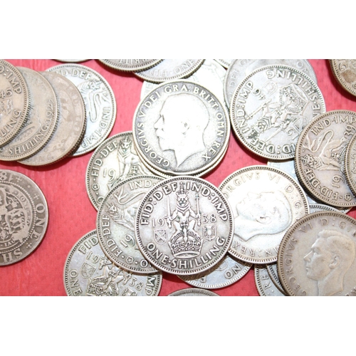 347 - Quantity Of One Shillings Total Weight-820g - 50% Silver Content