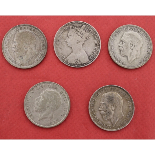 349 - Five Florin Coins - Silver Content