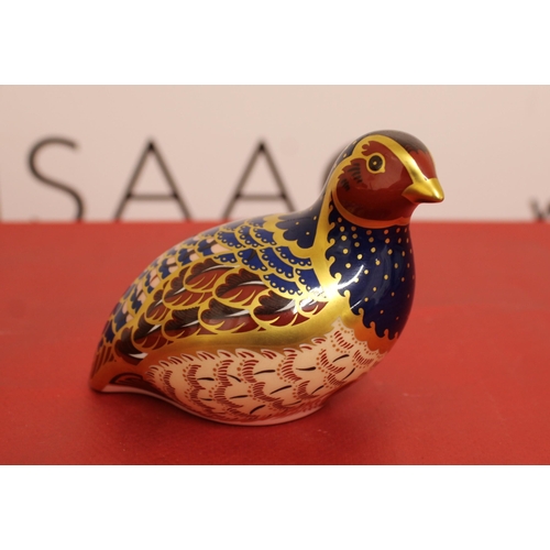 34 - Royal Crown Derby Porcelain Partridge
With Certificate
Height 7.5cm
COLLECTION ONLY