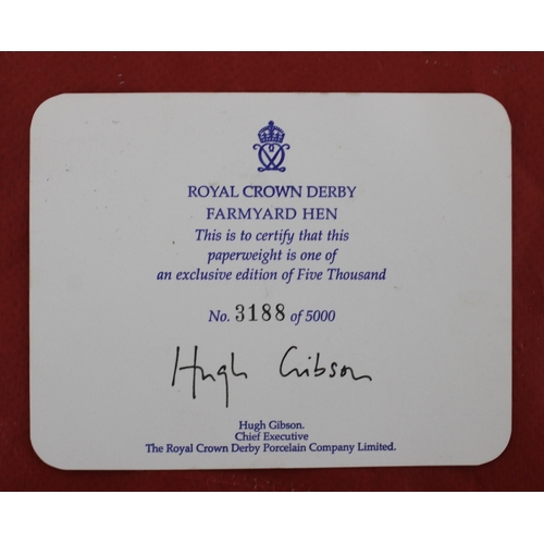 36 - Royal Crown Derby Porcelain Farmyard Hen
Height 7.5cm
With Certificate
COLLECTION ONLY