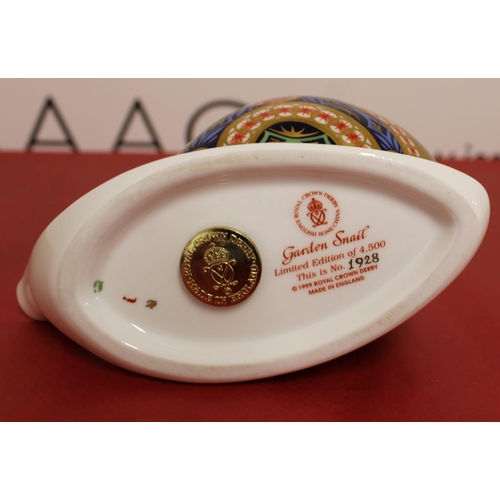 38 - Royal Derby Porcelain Garden Snail
Height 6.5cm
With Certificate
COLLECTION ONLY