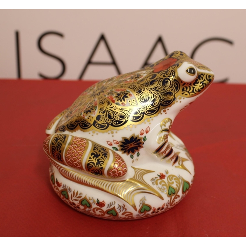 39 - Royal Crown Derby Porcelain Old Imari Frog
With Certificate
Height 8cm
COLLECTION ONLY