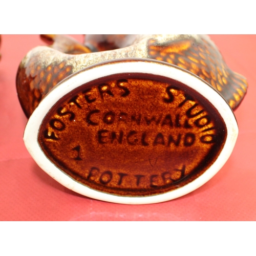 68 - Collection of Fosters Studio Cornwall/Dartmouth Devon/Kernewek Pottery Coonhavern Cornwall Brown Fis... 