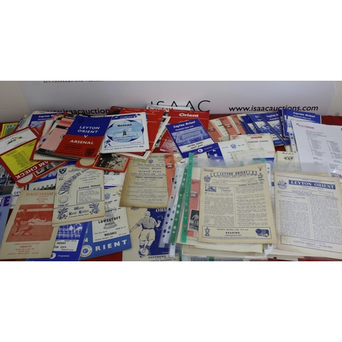 276 - Large Quantity of Football Programmes featuring Leyton Orient ( Home & Away)  - 1948 to Present Day