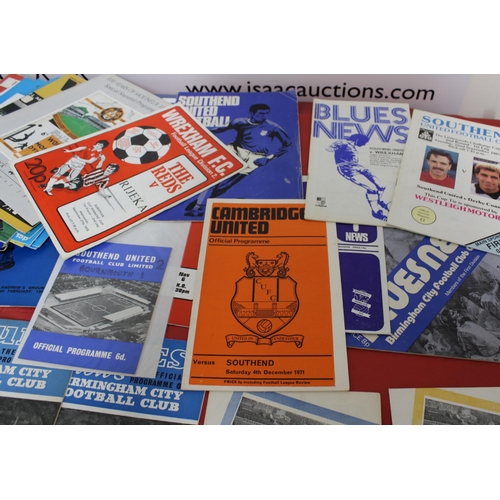 279 - Quantity of Football Programmes from mid 1950's onwards. Teams featured are Southend, Birmingham, Ca... 