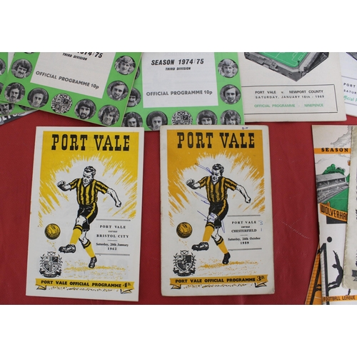 282 - Quantity of Football Programmes from early 1950's onwards. Teams featured are Wolves, Port Vale, Sou... 