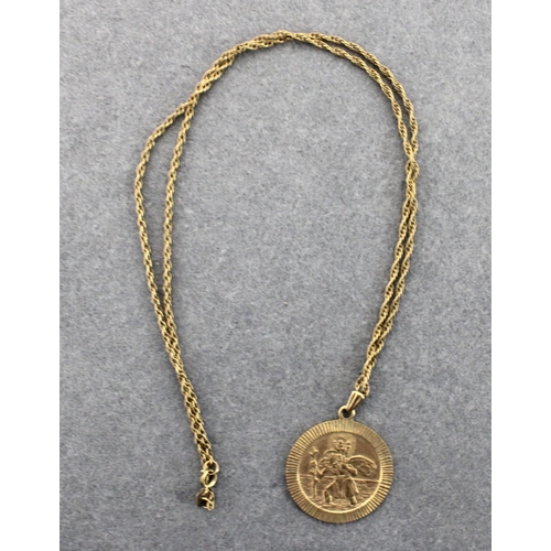 542 - 9ct 375 Gold St Christopher On Chain 9.0gms In A Box