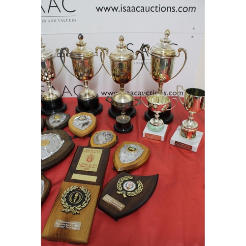 149 - Quantity Of Trophies & Plaques London-Brighton-1960's & Plaques For Other Rallies & Badges Etc