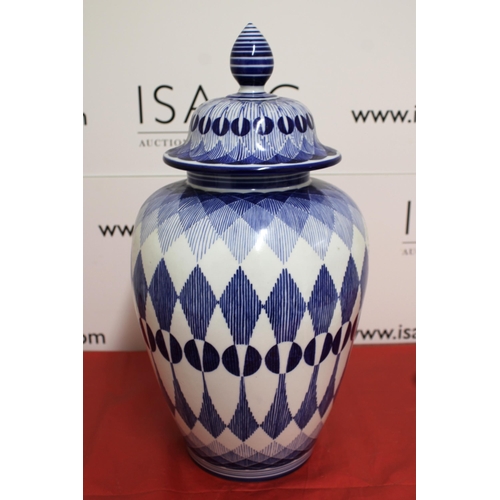 77 - Large ALFE PORTUGAL Blue Vase with Lid - 44cm Tall - Collection Only