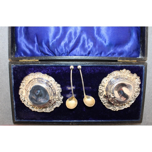 516 - Pair of Silver Hallmarked Boxed Salts