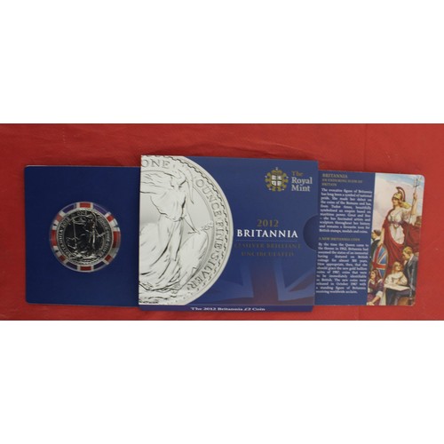 154 - 2012 Silver Britannia £2 Coin In Folder