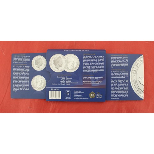 155 - 2012 Silver Britannia £2 Coin In Folder