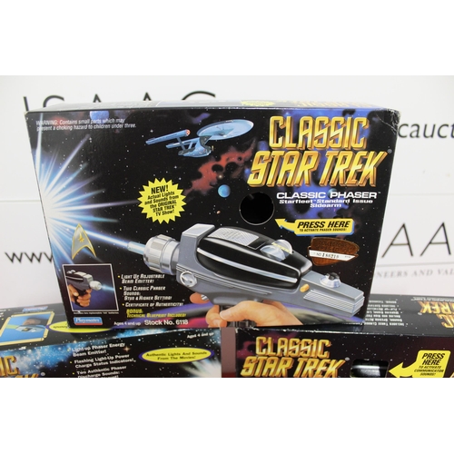 35 - Boxed Classic Star Trek Classic Phaser, Starfleet Phaser and Classic Communicator