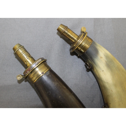 227 - French Large Gunpowder Flasks 33cm and 23cm