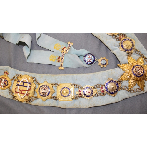 91 - A Selection Of Masonic Sashes With Badges