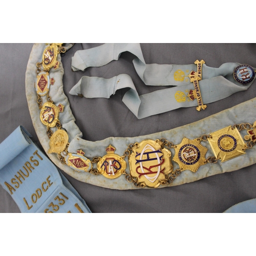 91 - A Selection Of Masonic Sashes With Badges