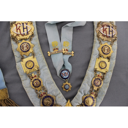 91 - A Selection Of Masonic Sashes With Badges