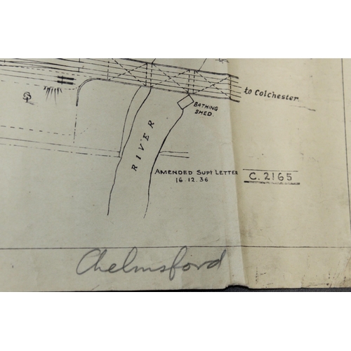 176 - LNER Blue Print of Chelmsford Railway - Measures 176cm x 47cm. Map dated 1936