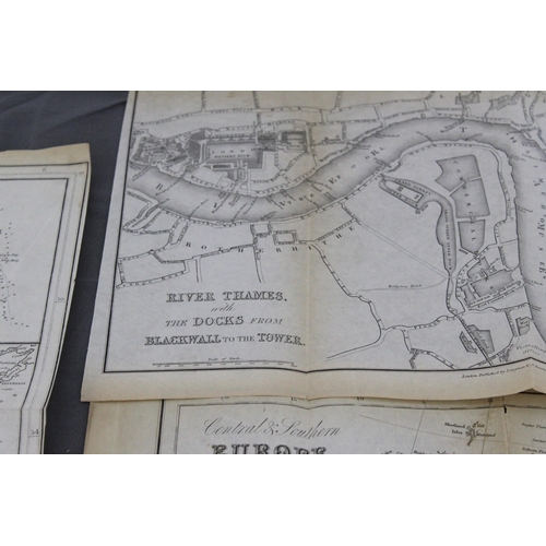 177 - Early Paper Maps of East London, Europe and Canals and Rail-Roads. Very Delicate and some perforated