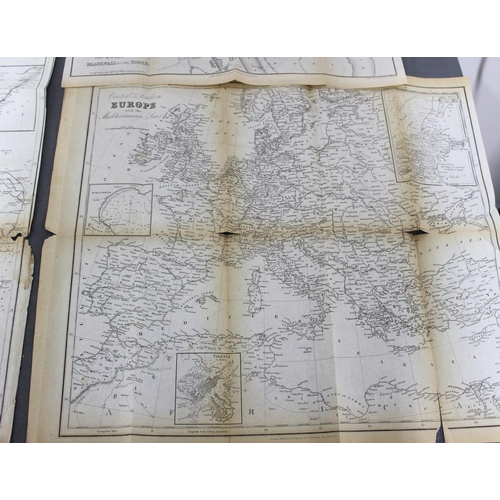 177 - Early Paper Maps of East London, Europe and Canals and Rail-Roads. Very Delicate and some perforated