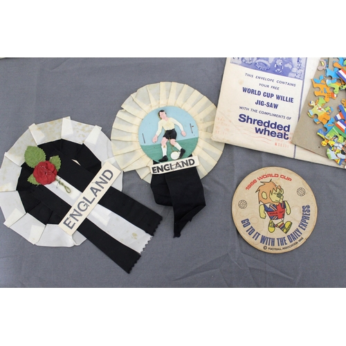 147 - 1966 World Cup Emphemra including Magazines, Rosettes & Puzzle