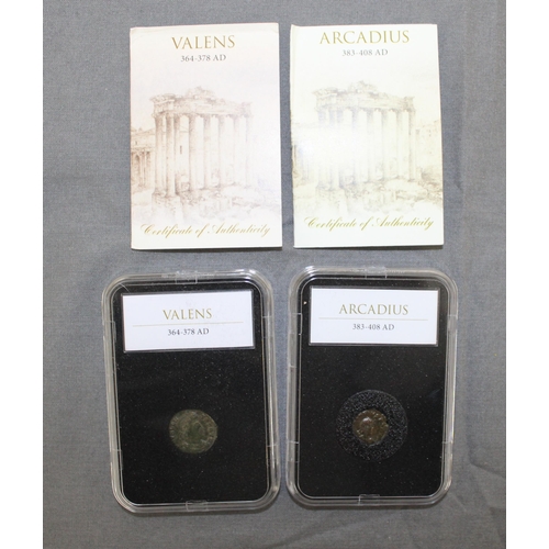 187 - Two Slab Roman Coin With Certificates