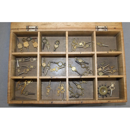 362 - Selection Of Pocket Watch Keys In Wooden Box