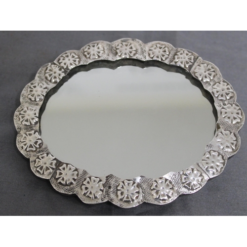 393 - Silver Stamped Turkish Oval Mounted Ottoman Mirror Ornate Peacock 
14cm x 11.5cm
Collection Only