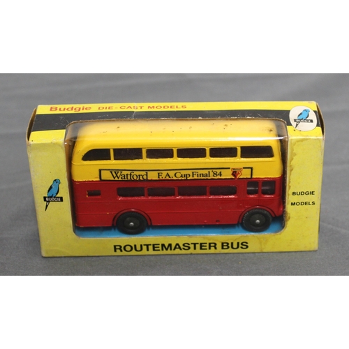 665 - Boxed Watford Bus, Boxed Locomotive, Unboxed Taxi and Train